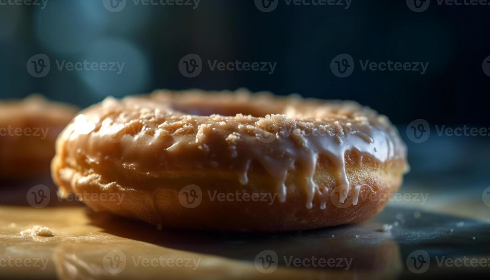 fatti in casa ciambella con cioccolato glassatura su piatto generato di ai foto