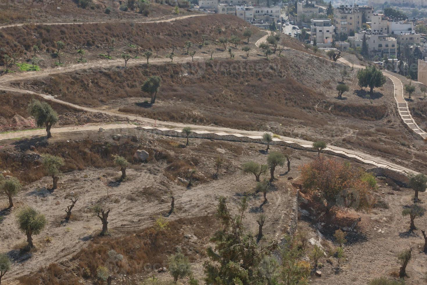 vista della città santa di gerusalemme in israele dal monte degli ulivi foto