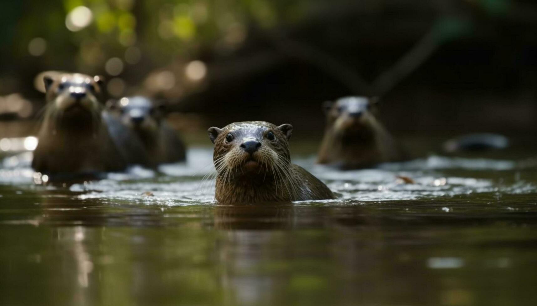 carino foca nuoto nel bagnato, naturale bellezza generato di ai foto