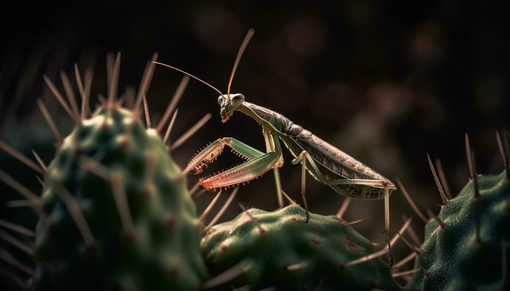 piccolo formica pungente verde foglia, Pericolo nel natura generato di ai foto