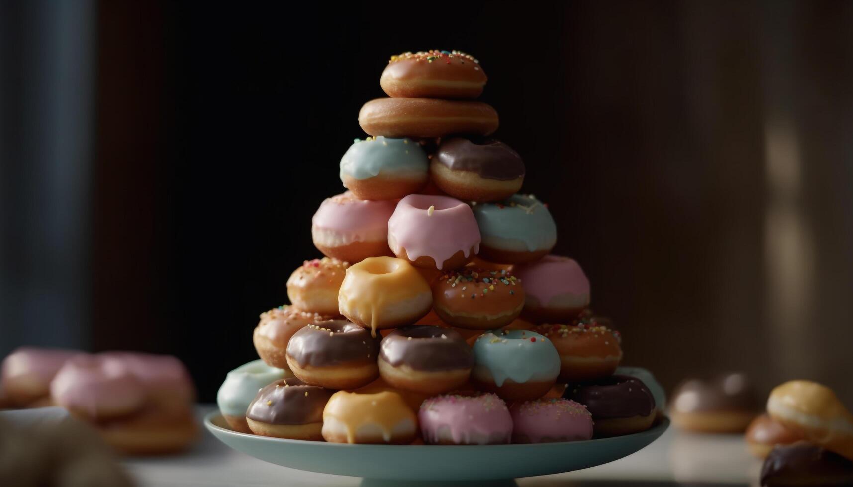 indulgente buongustaio dolce pila cioccolato, amaretto, meringa generato di ai foto