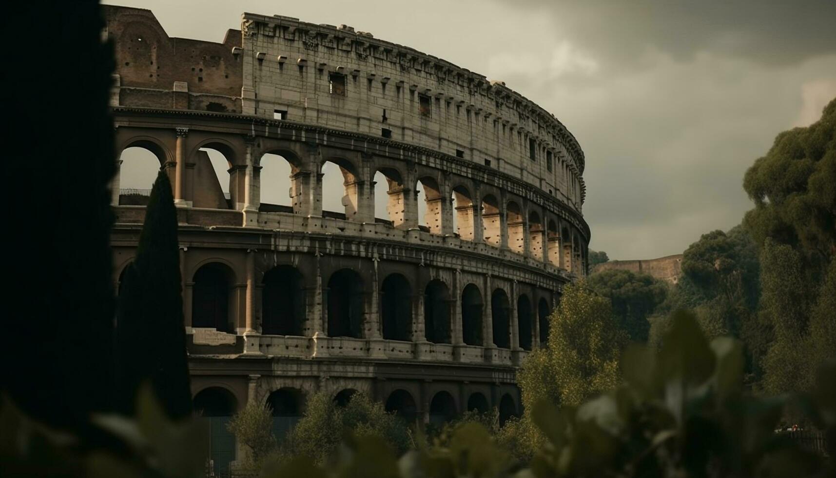 maestoso rovine di antico romano Forum In piedi alto generato di ai foto