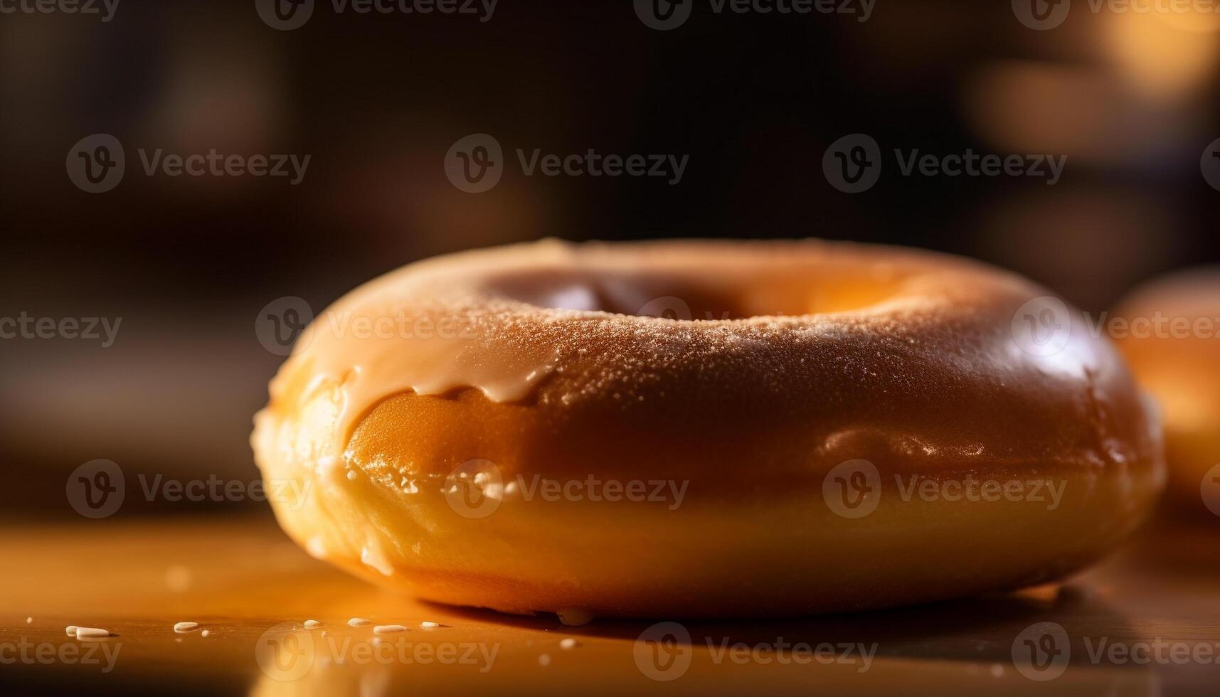 appena al forno ciambella con cioccolato glassatura indulgenza generato di ai foto