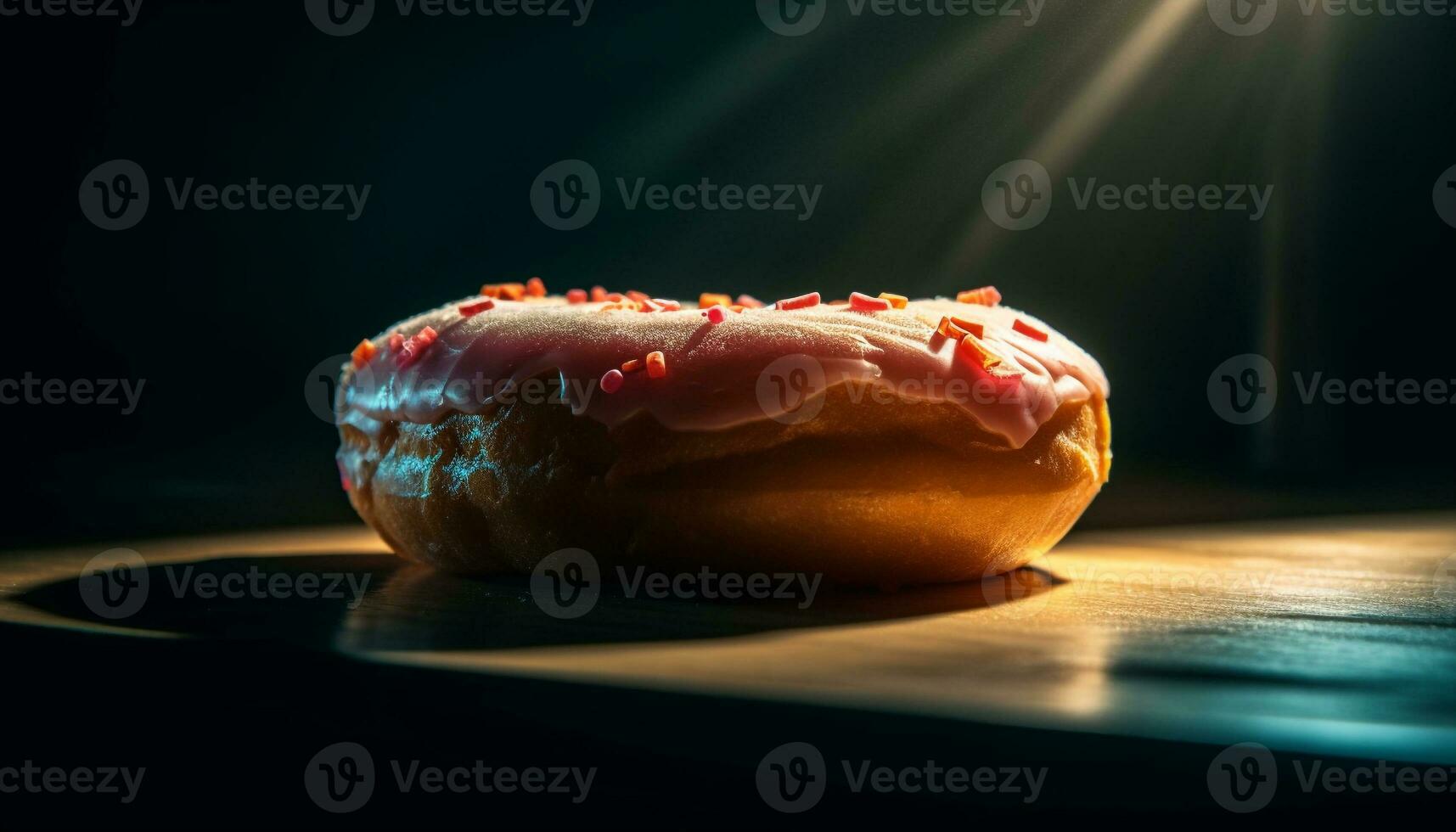 appena al forno buongustaio ciambella con dolce glassatura generato di ai foto