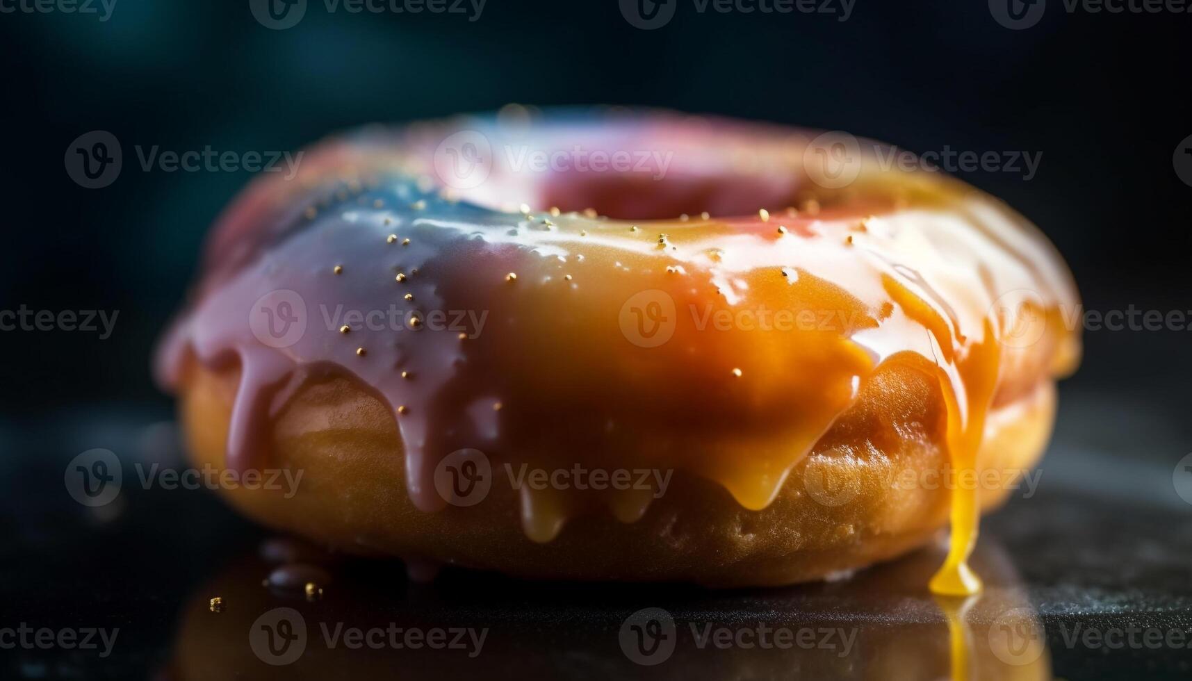 appena al forno ciambella con cioccolato glassatura indulgenza generato di ai foto