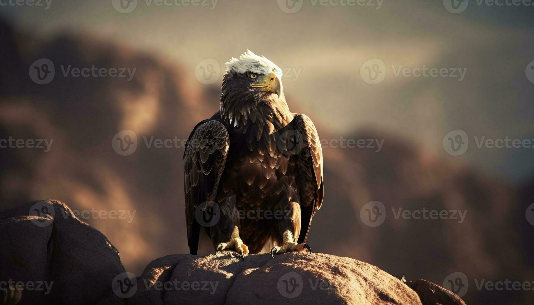 maestoso uccello di preda perching su ramo generato di ai foto