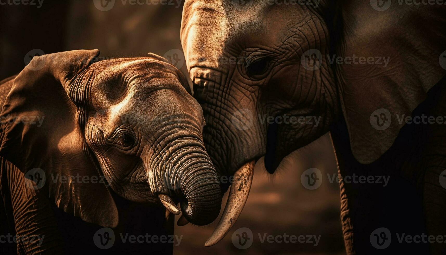 africano elefante rugosa tronco e zanna generato di ai foto