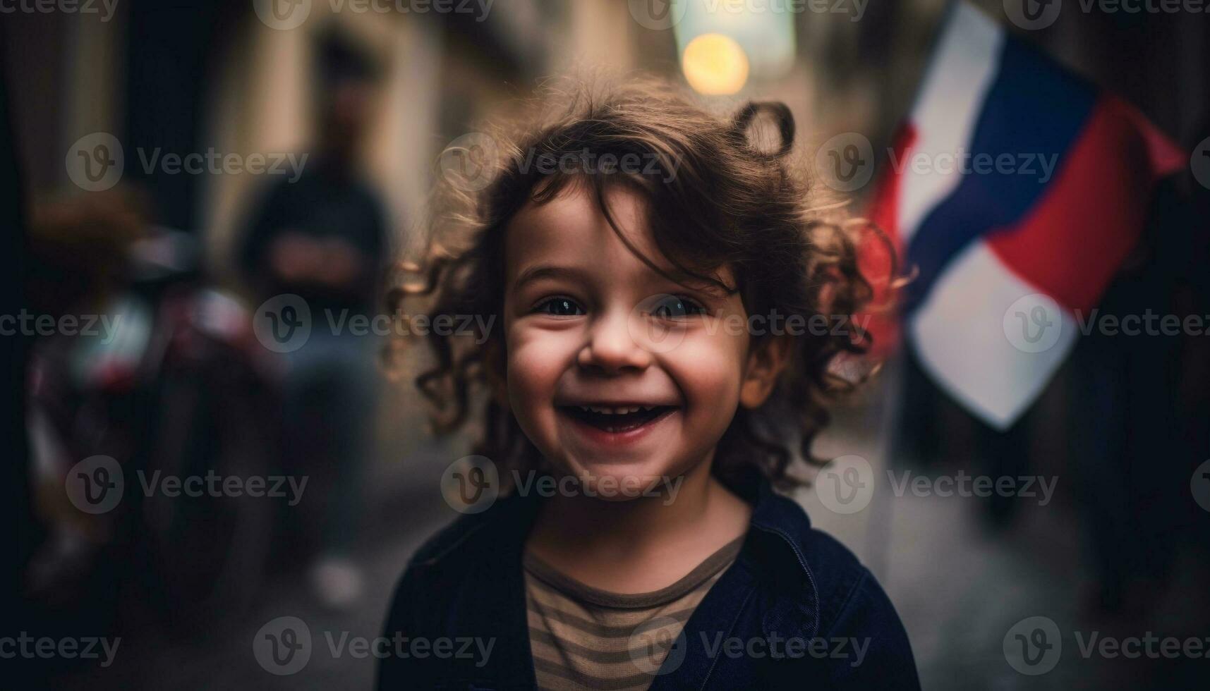 carino bambino con trentadue denti Sorridi celebra patriottismo generato di ai foto