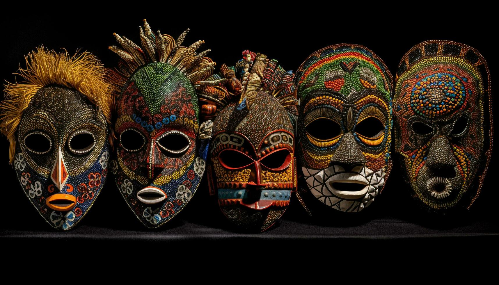 indigeno culture celebrare tradizione con ornato maschere generato di ai foto