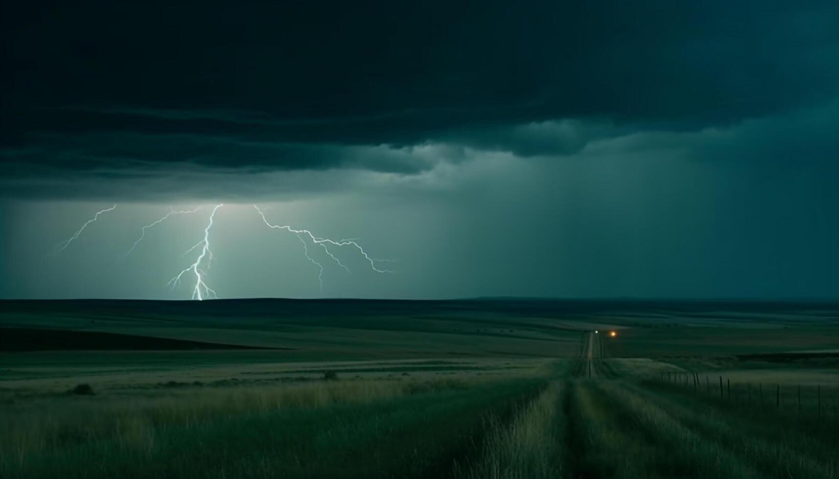 elettricità crepitii attraverso il buio tempestoso notte generato di ai foto