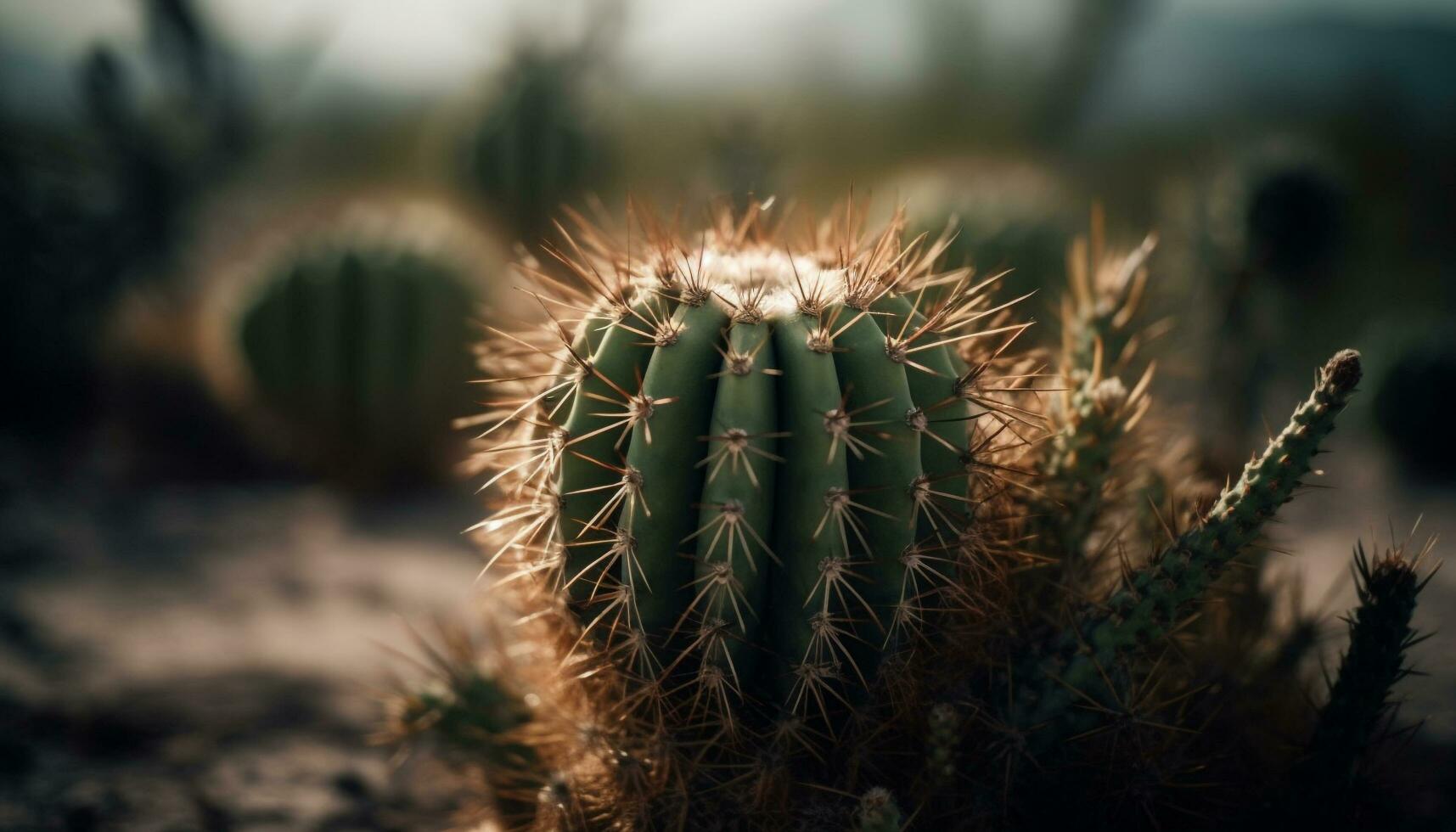 acuto spine su succulento pianta nel arido clima generato di ai foto