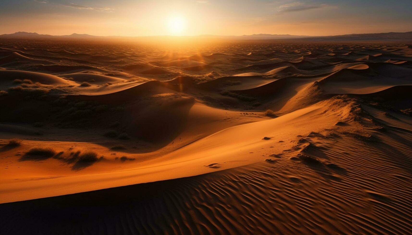 increspato sabbia dune, maestoso montagna gamma, tranquillo generato di ai foto