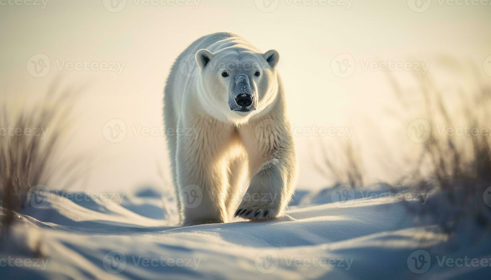 carino artico mammifero a piedi su congelato ghiaccio generativo ai foto