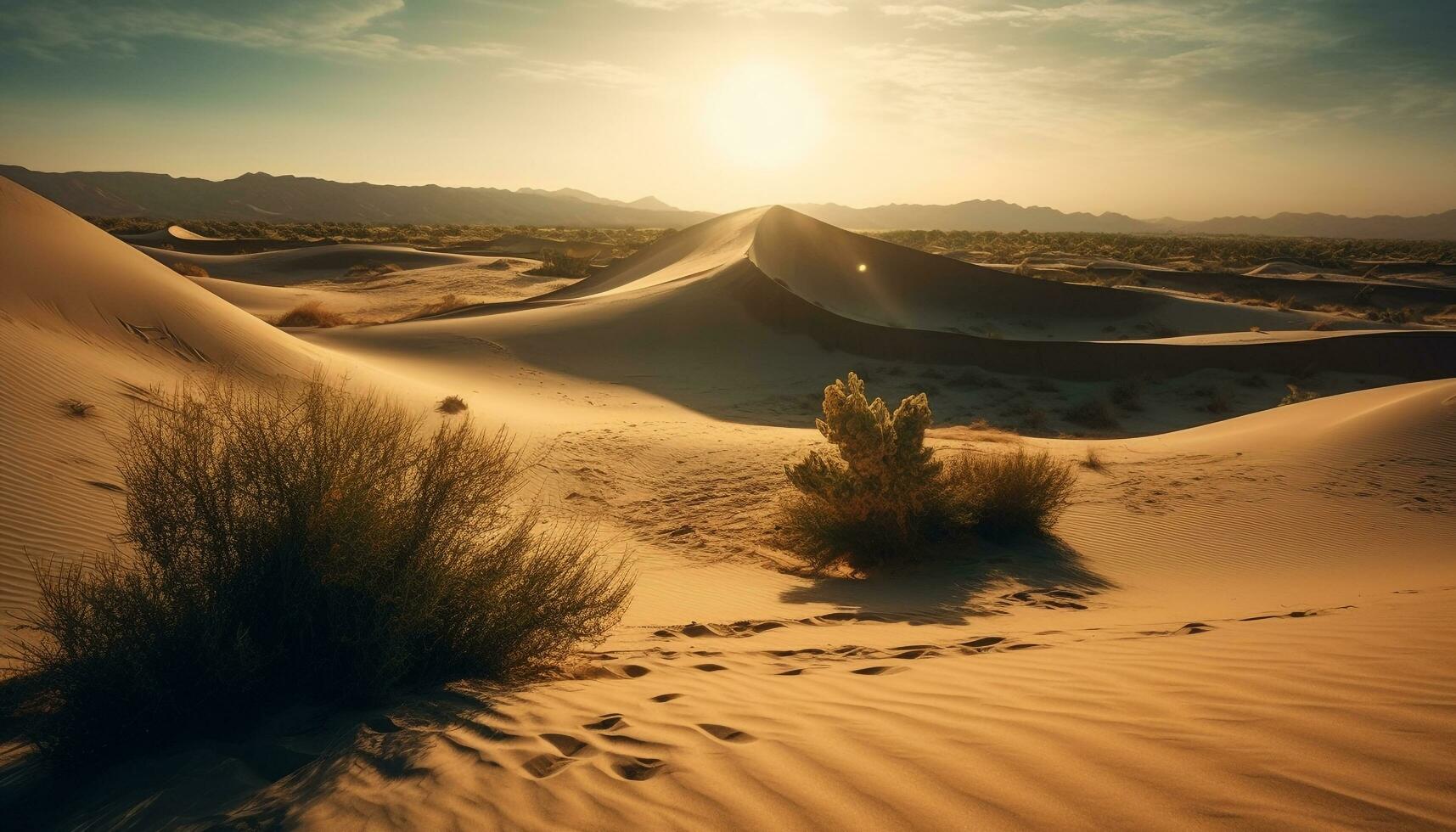 increspato sabbia dune nel arido Africa calore generato di ai foto