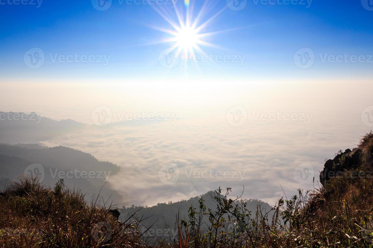 alba e mare di nebbia in mattinata a phu chi fa chiangrai thailandia foto