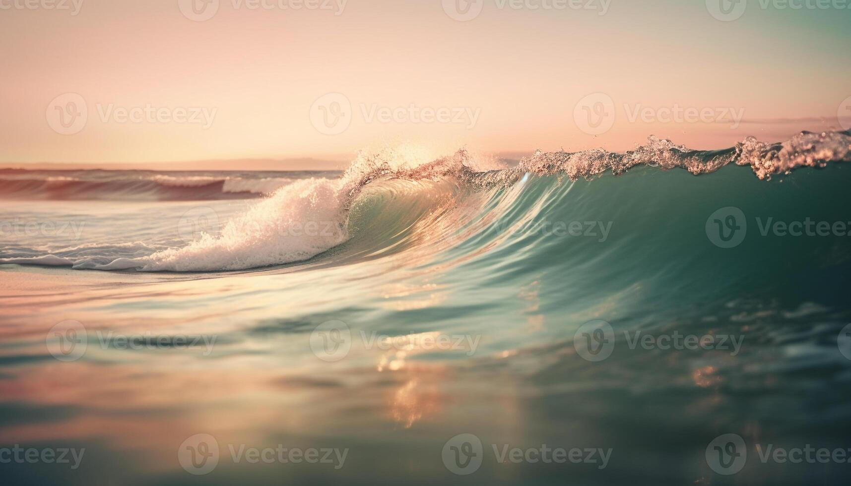 fare surf uomini cavalcata onde a tramonto spiaggia generato di ai foto