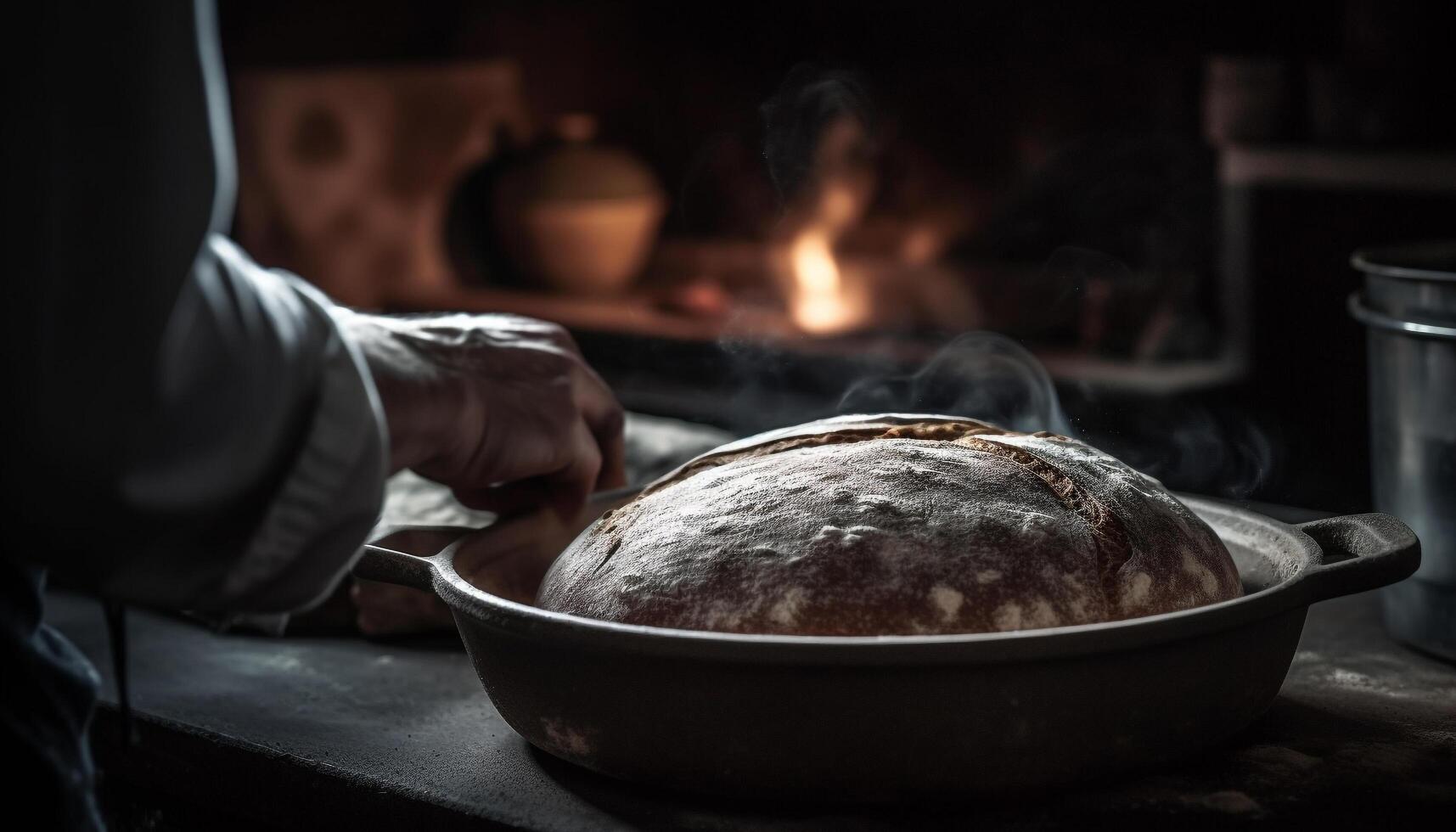 craftsperson mano impasto biologico Grano Impasto per fatti in casa pane generato di ai foto