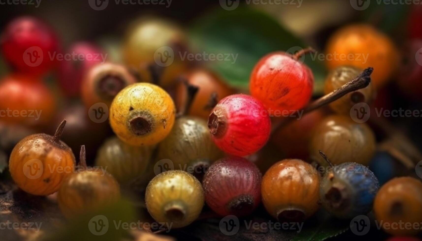 maturo bacca frutta su un' foglia, fresco natura salutare merenda generato di ai foto