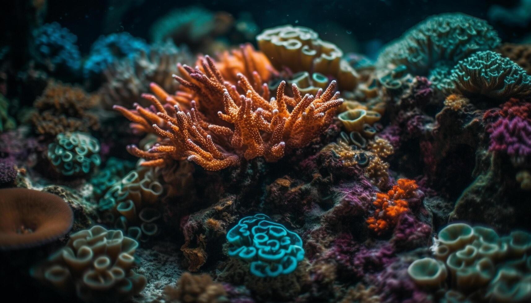 in profondità mare avventura colorato scogliera e acquatico animali nel movimento generato di ai foto