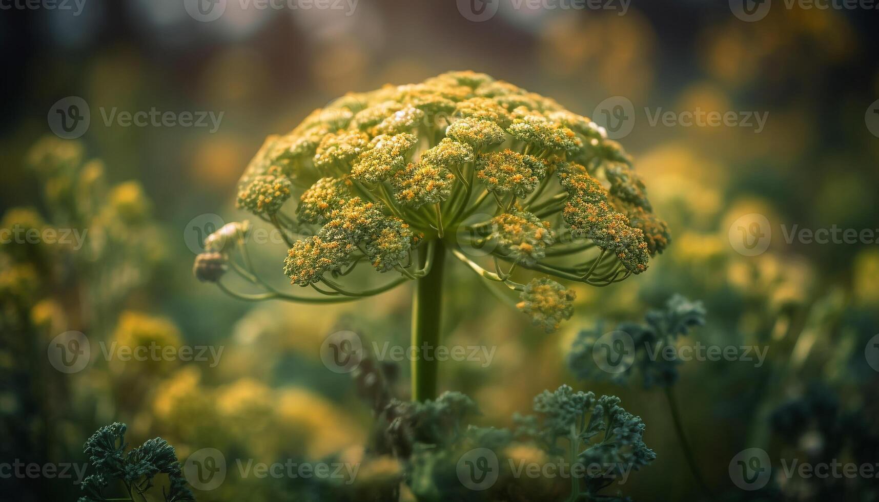 un' giallo Fiore di campo bellezza nel natura brilla nel il prato generato di ai foto