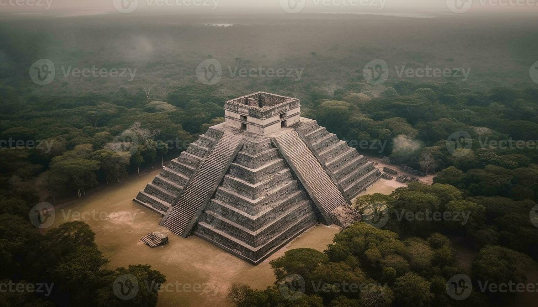 il antico piramide monumento nel chichen itza ispira soggezione generato di ai foto