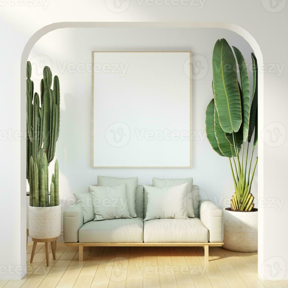 moderno casa interno modello nel parete vivente camera templete minimo accogliente design foto