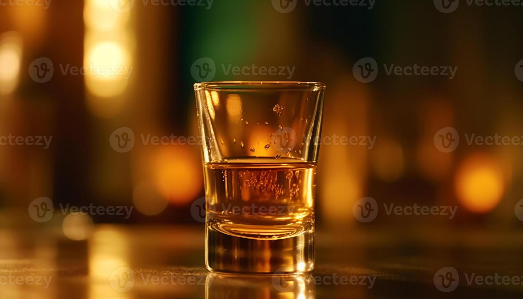 un' lussuoso notte a il bar con whisky e Brandy generato di ai foto