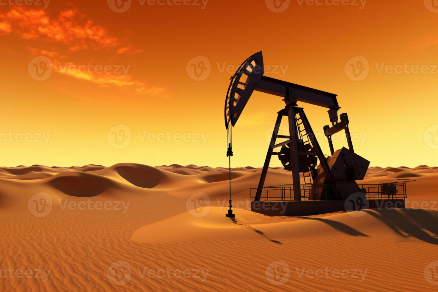 olio pompa olio impianto energia industriale macchina per petrolio nel il tramonto sfondo. generativo ai. foto