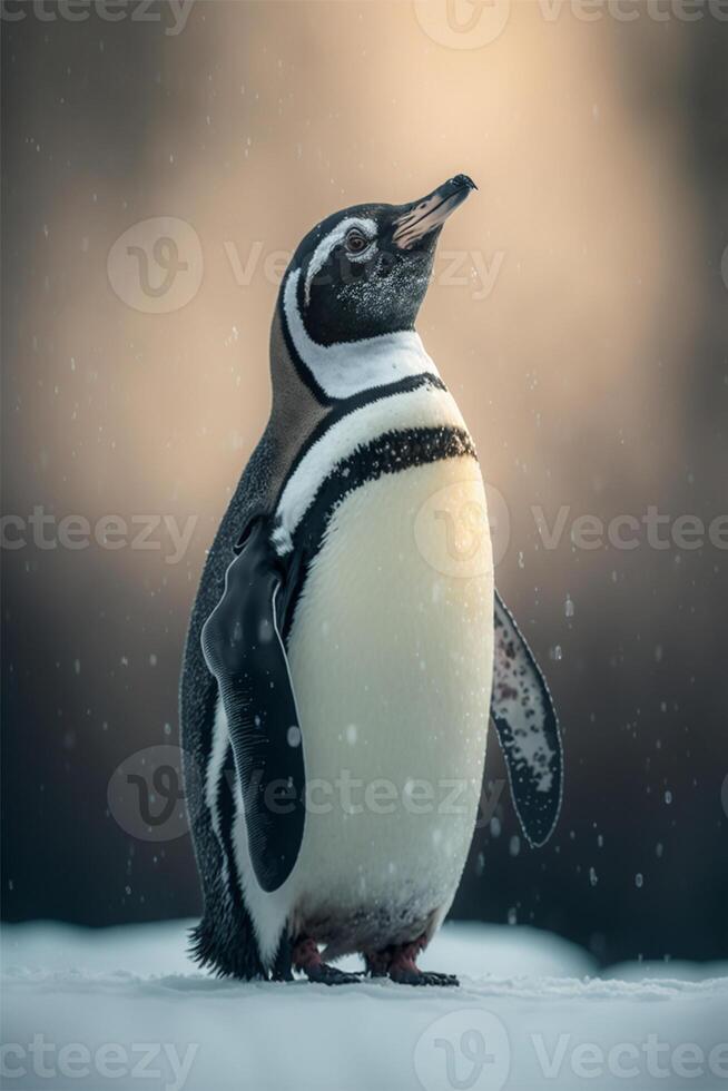 pinguino quello è in piedi nel il neve. generativo ai. foto