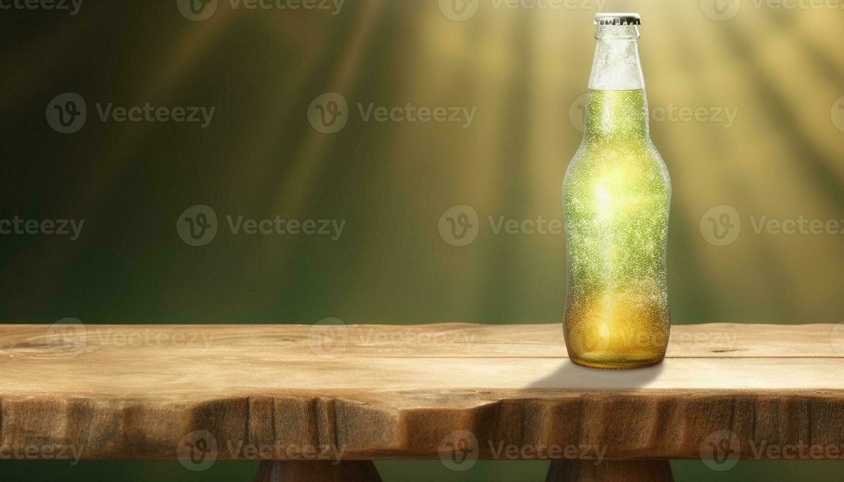 fresco birra far cadere su di legno tavolo, Perfetto estate rinfresco all'aperto generato di ai foto