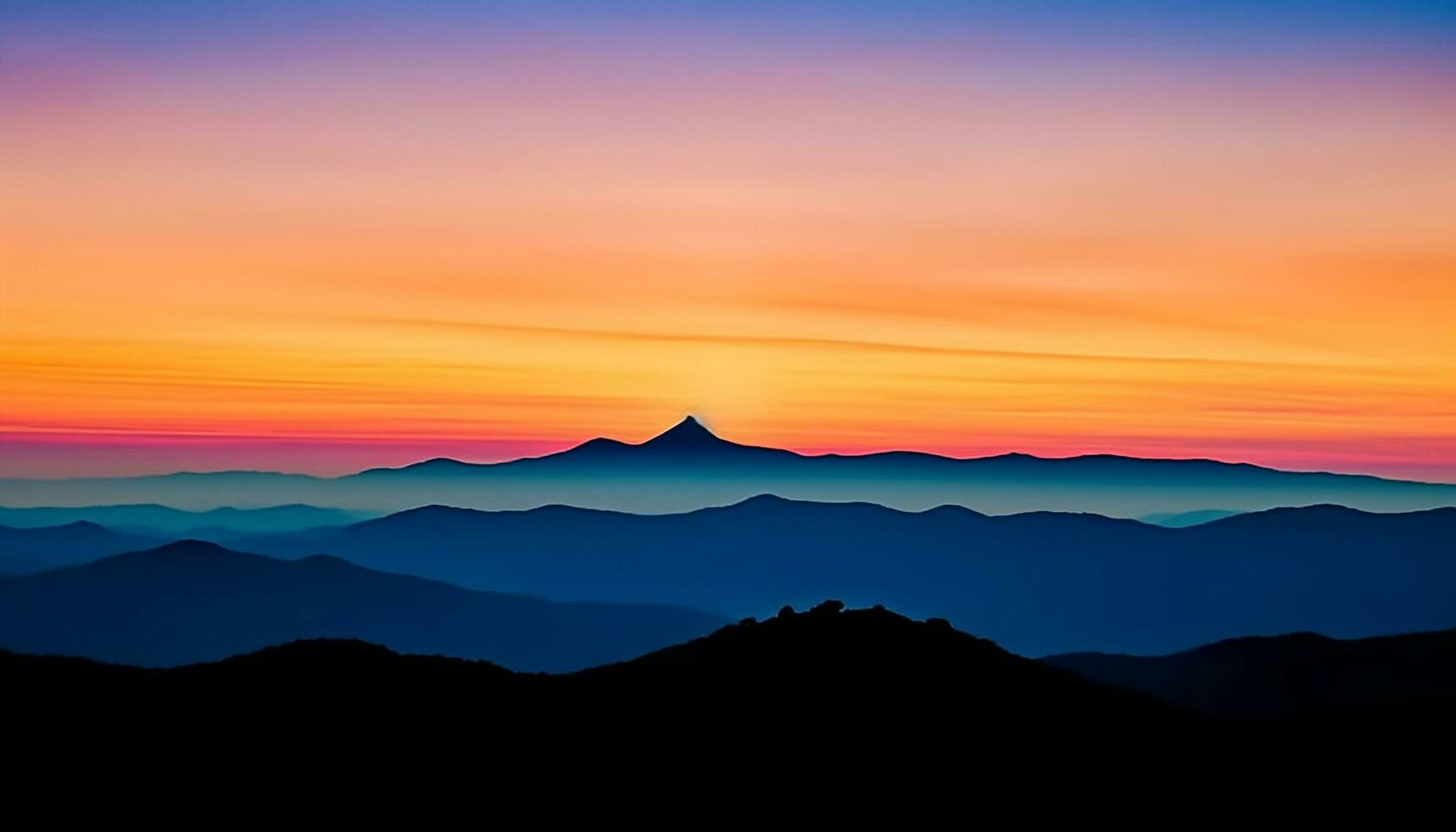 montagna picco silhouette a alba, bellezza nel natura luce del sole generato di ai foto