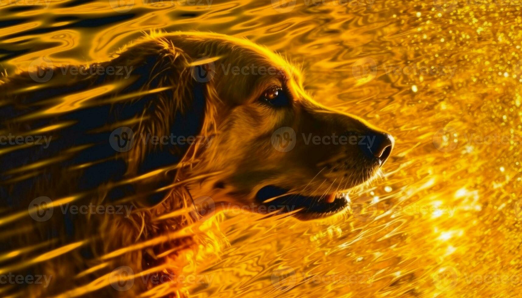 d'oro cane da riporto bagnato naso riflette natura bellezza nel vicino su ritratto generato di ai foto