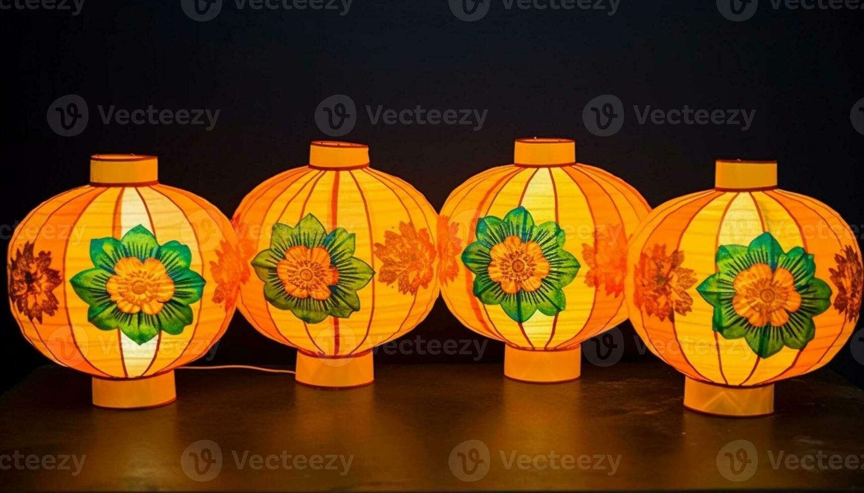 vivace colori illuminare tradizionale lanterne nel est asiatico celebrazione generato di ai foto