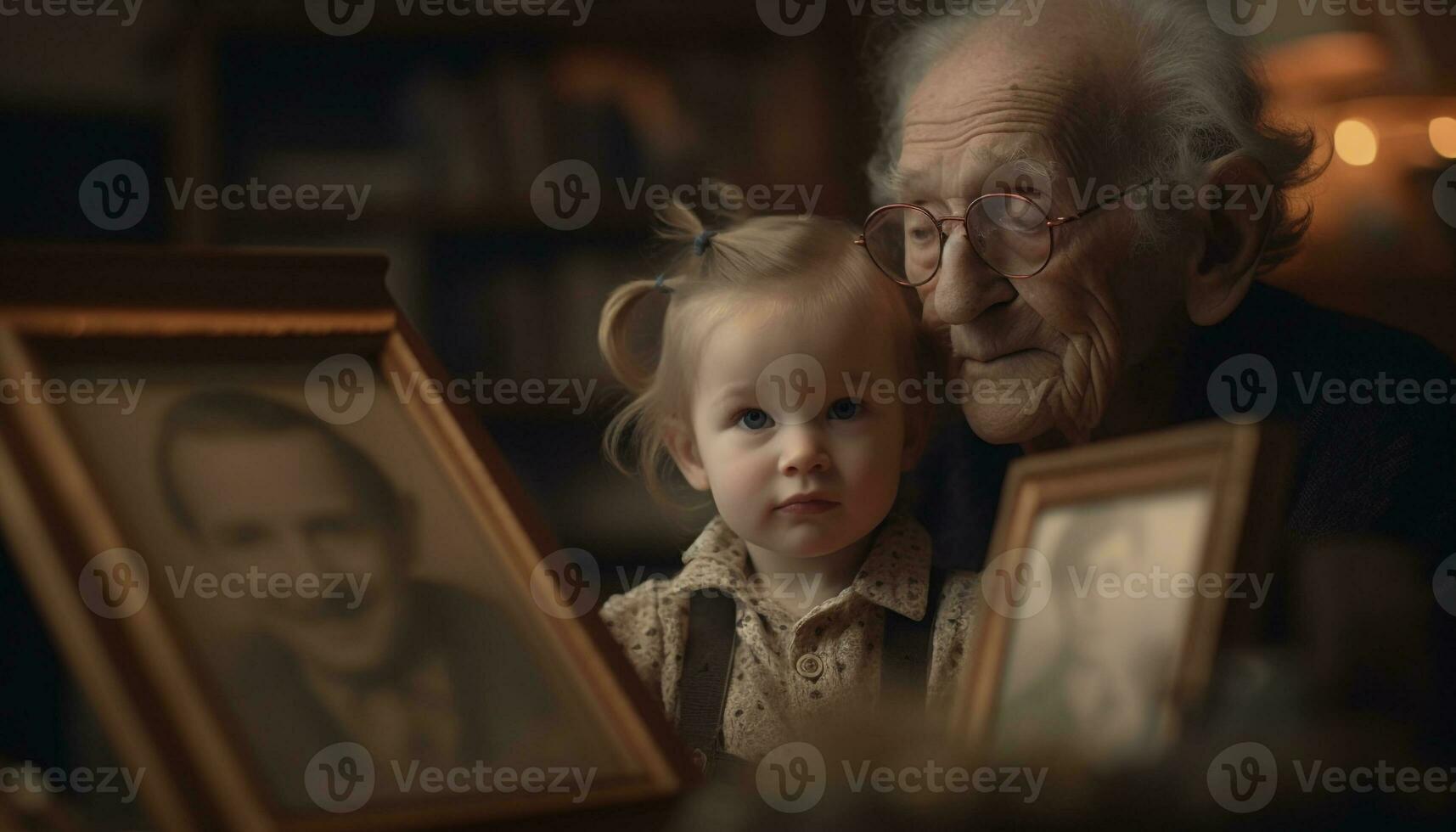 un' Multi generazione famiglia bonding al di sopra di libri, amore, e solidarieta in casa generato di ai foto