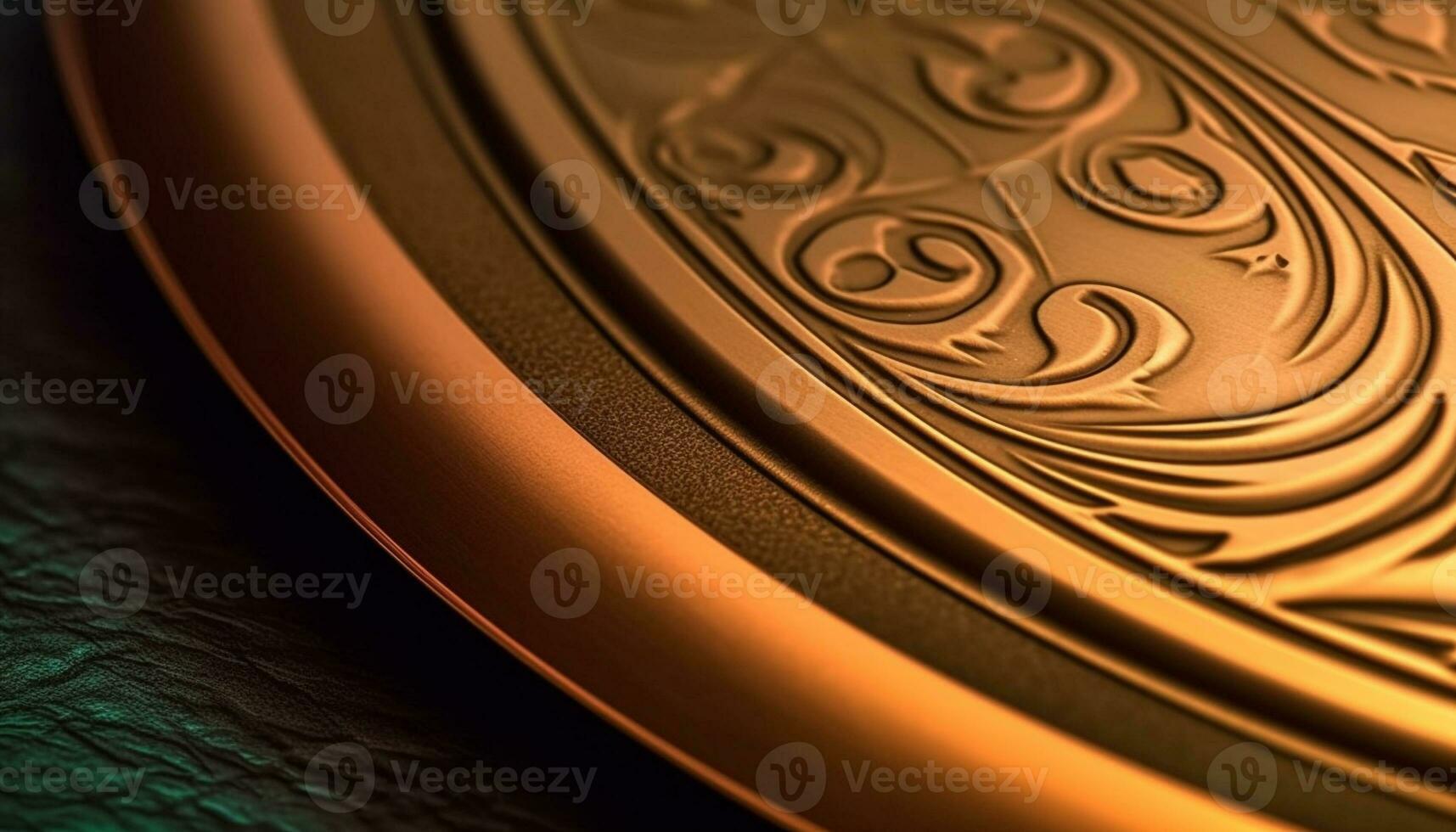 d'oro spirale di creatività riflette eleganza nel antico metallico sfondo generato di ai foto