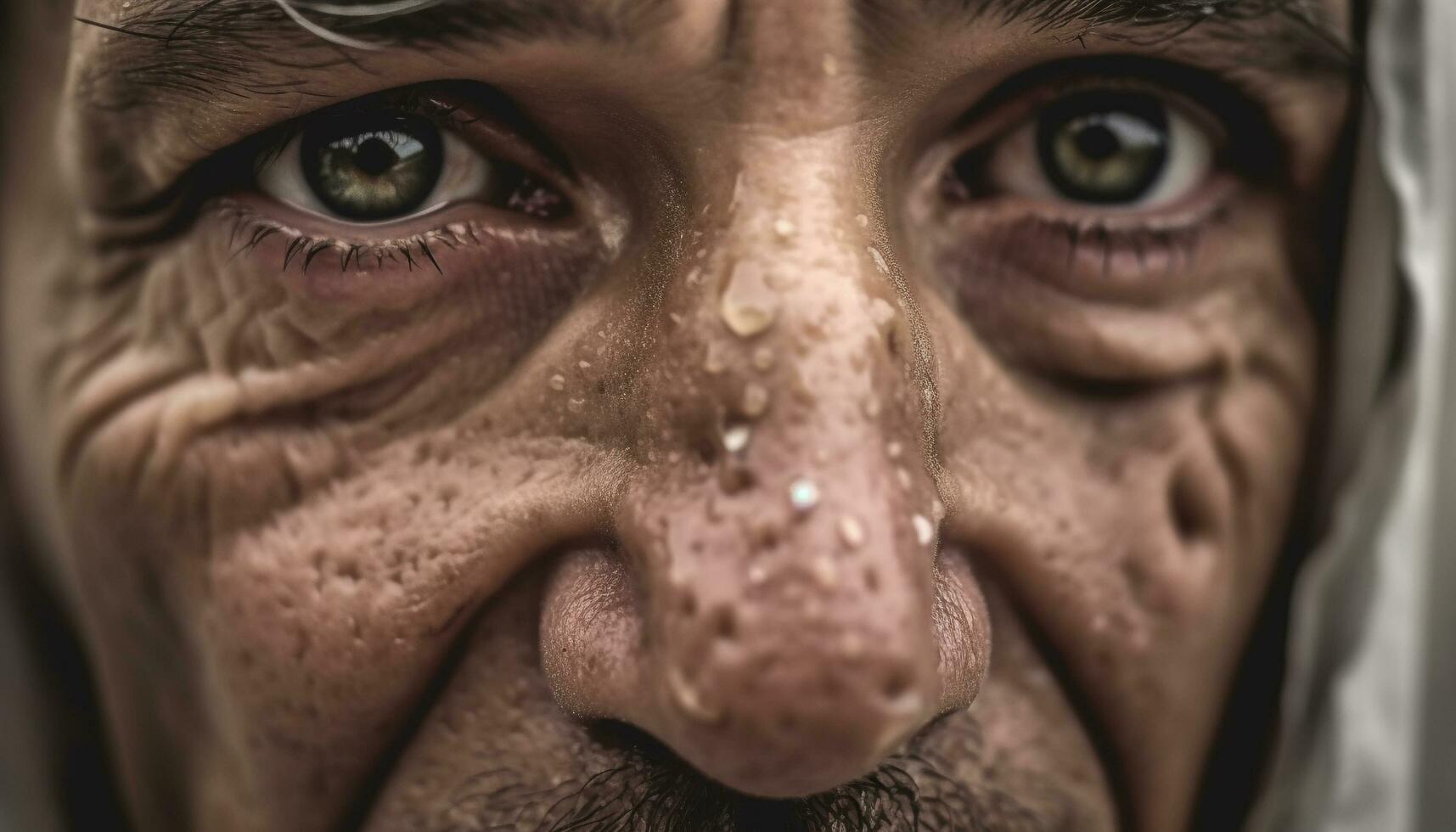 sorridente anziano uomo con grigio barba all'aperto generato di ai foto