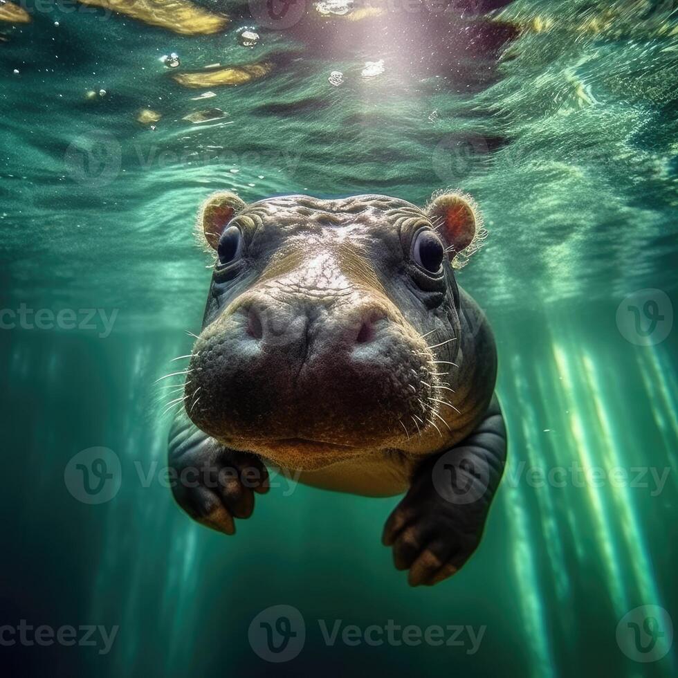 ippopotamo dire bugie nel il acqua, ai generato. foto