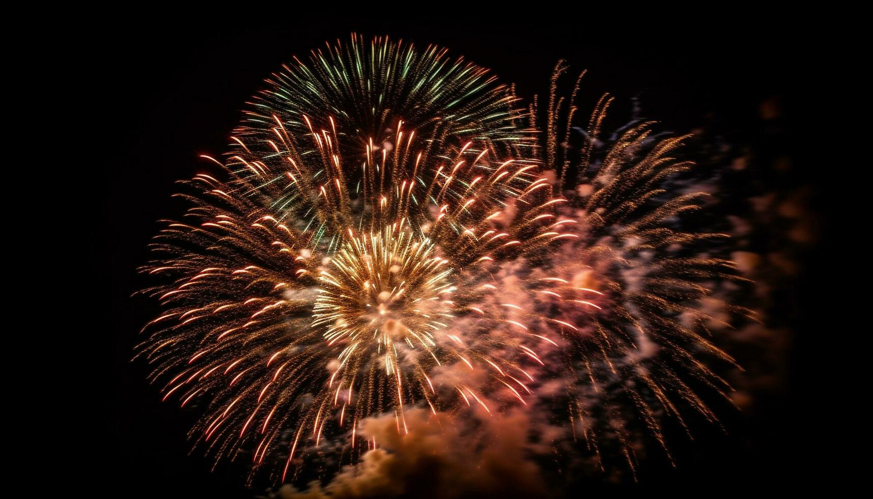 vivace colori che esplode nel un' fuoco d'artificio Schermo generato di ai foto