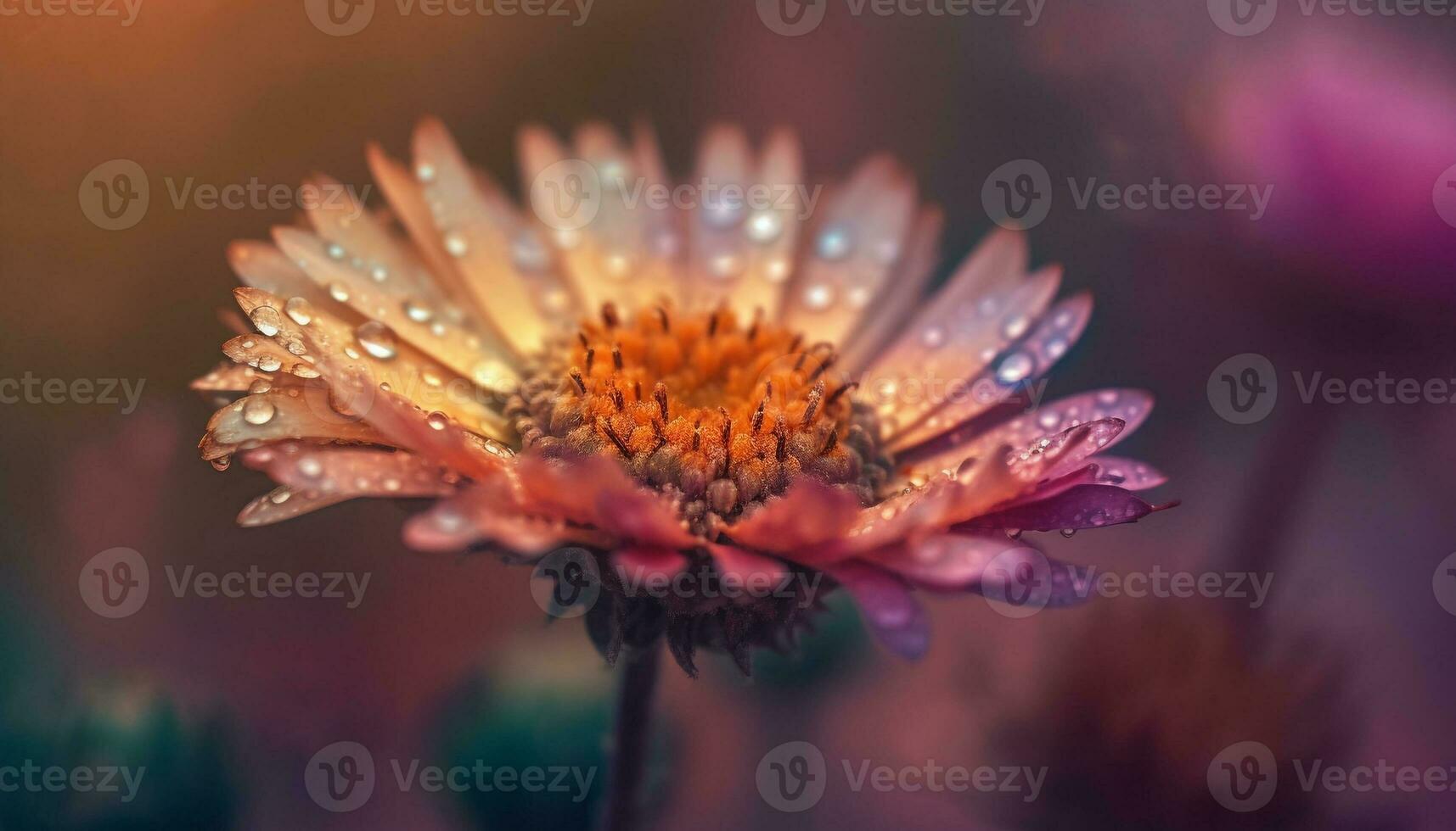 di natura, vivace gerbera margherita nel goccia di pioggia generato di ai foto