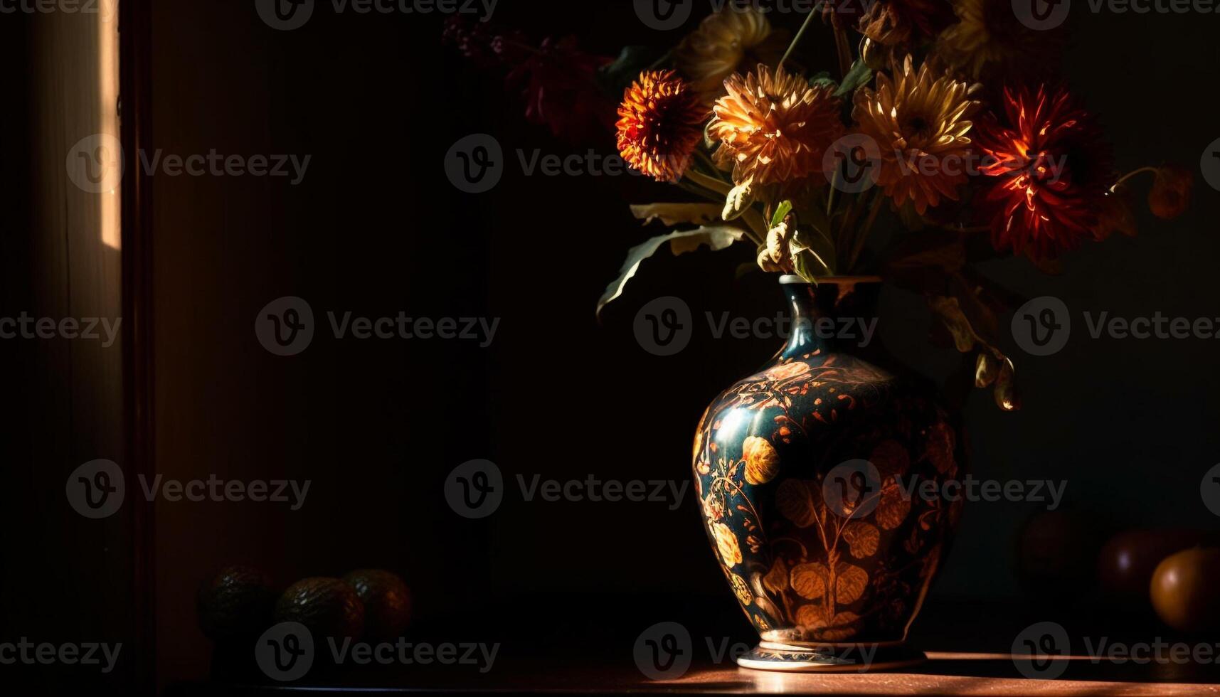 elegante fiore preparativi nel rustico ceramica vaso generato di ai foto