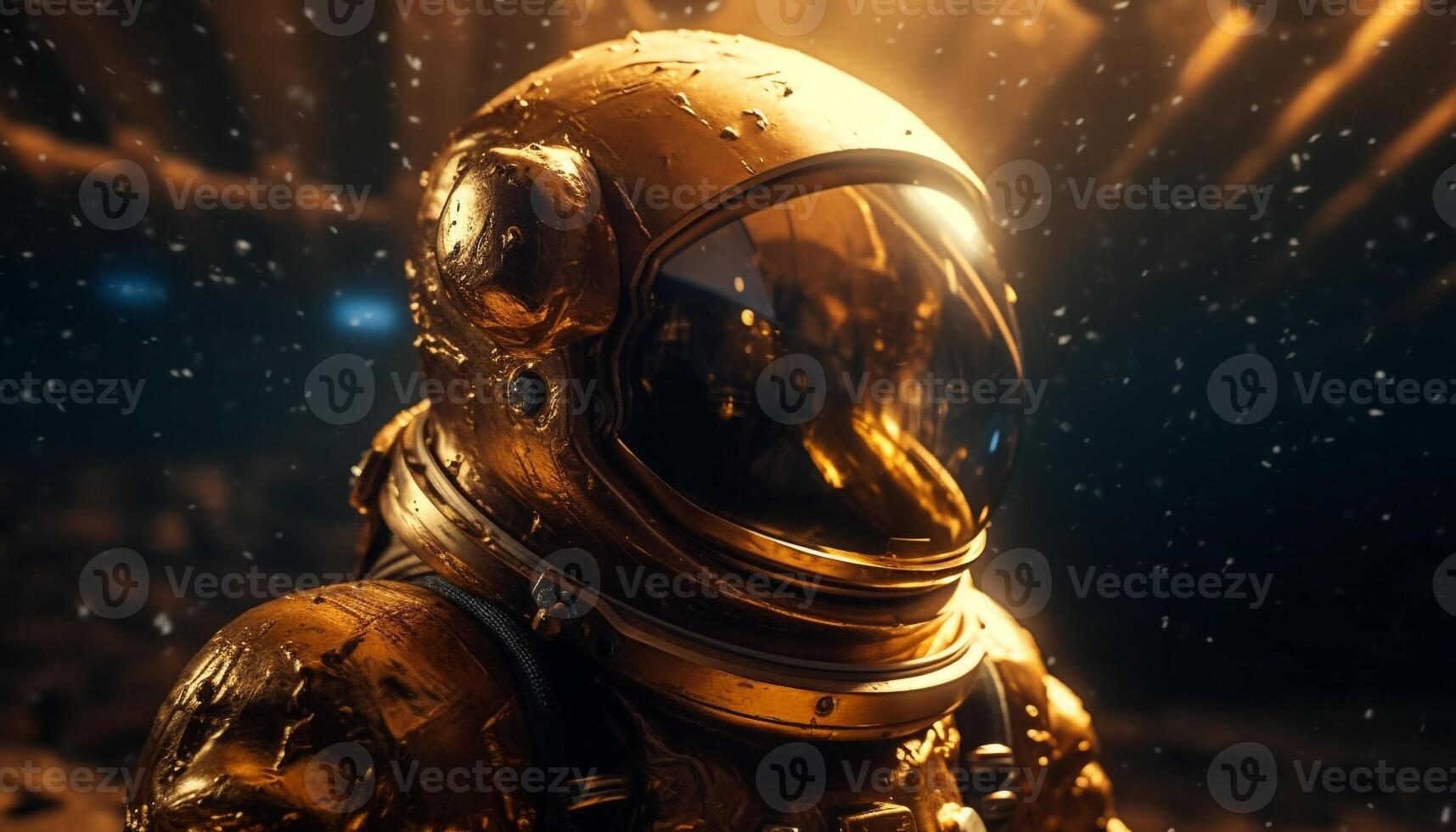 metallico cyborg astronauta esplora futuristico subacqueo galassia avventura generato di ai foto