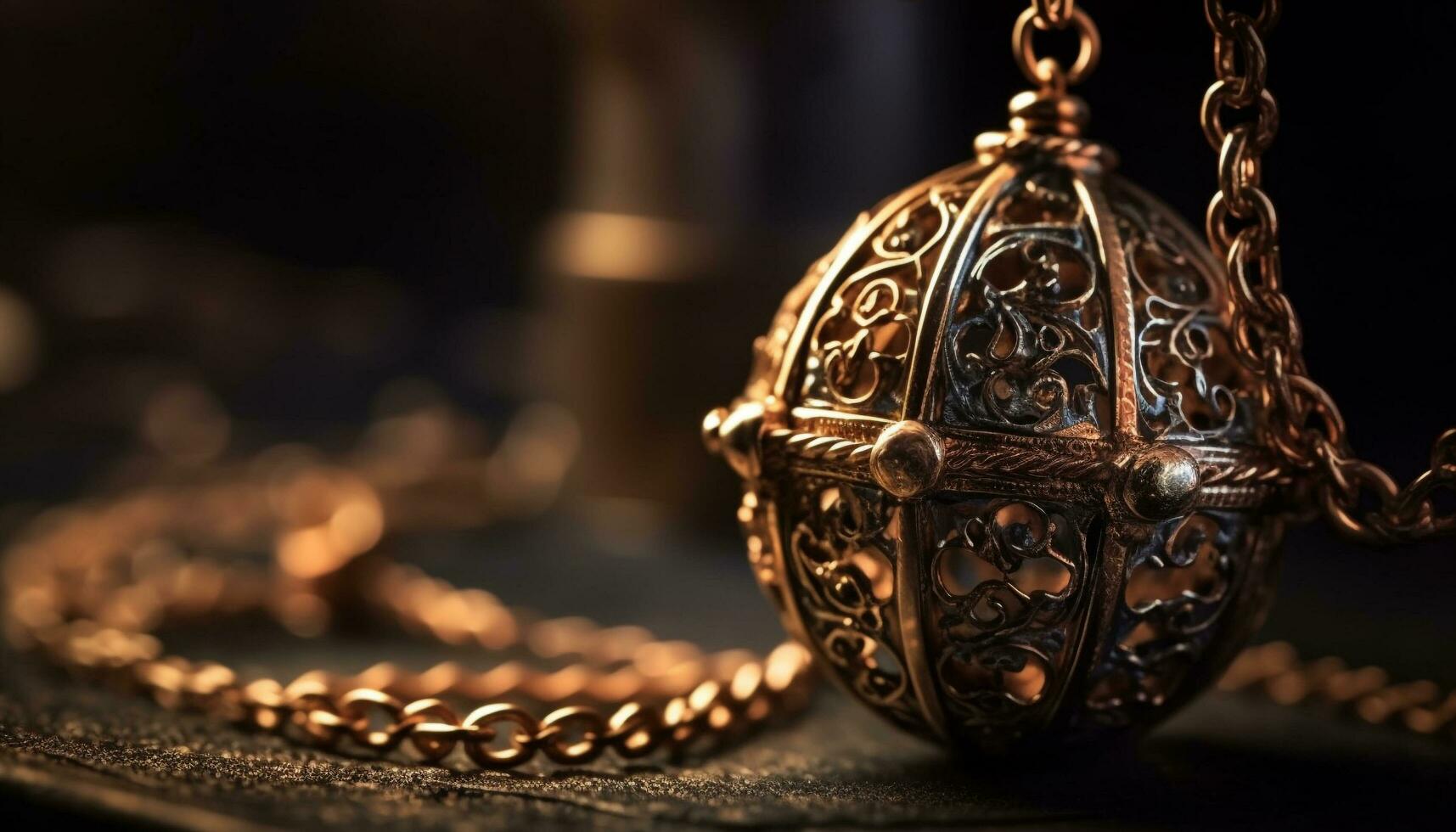 antico oro collana, un' simbolo di spiritualità generato di ai foto