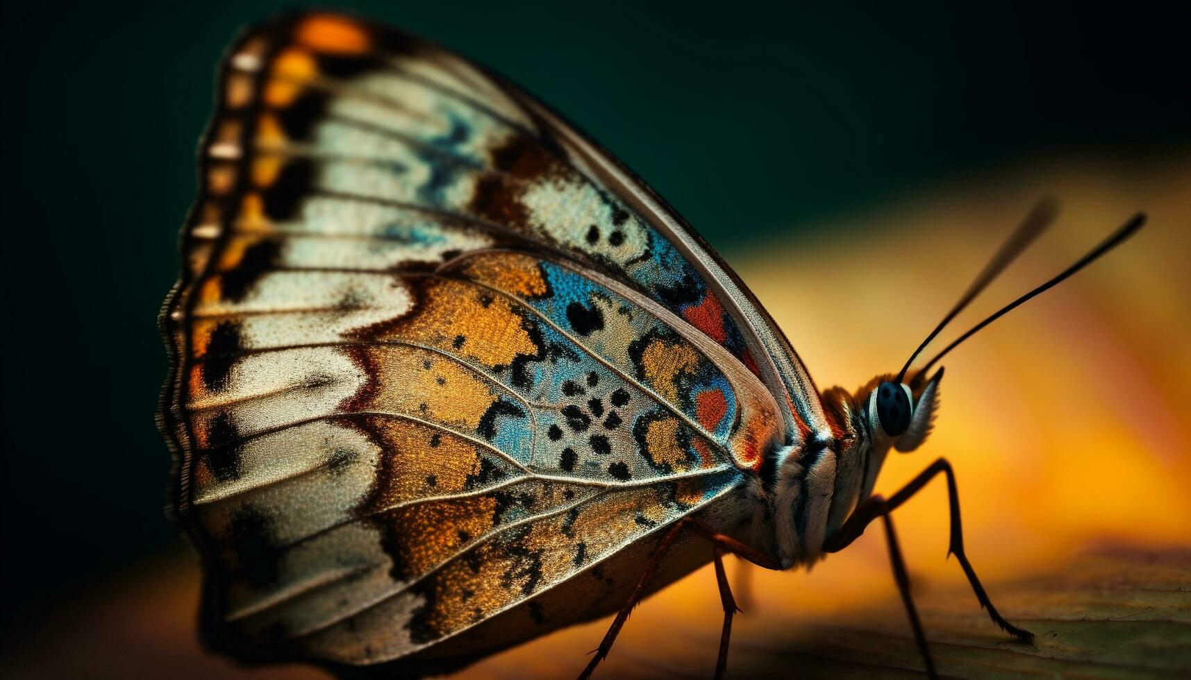 vivace farfalla ala vetrine naturale bellezza nel macro generato di ai foto