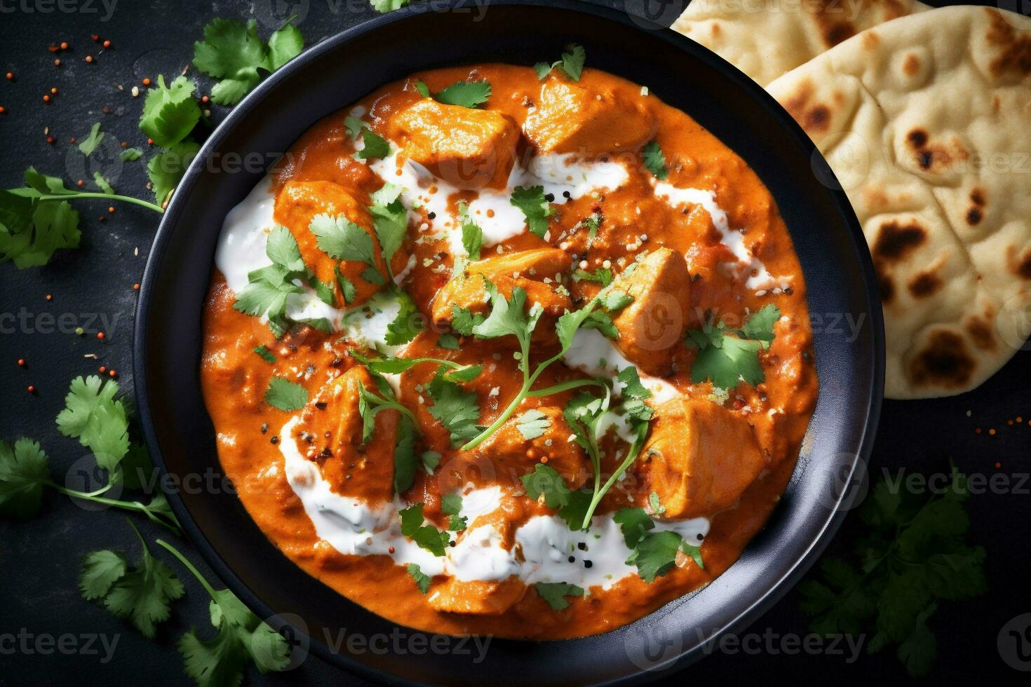 riso indiano sfondo buio pollo caldo salsa asiatico masala cibo tradizionale sano. generativo ai. foto