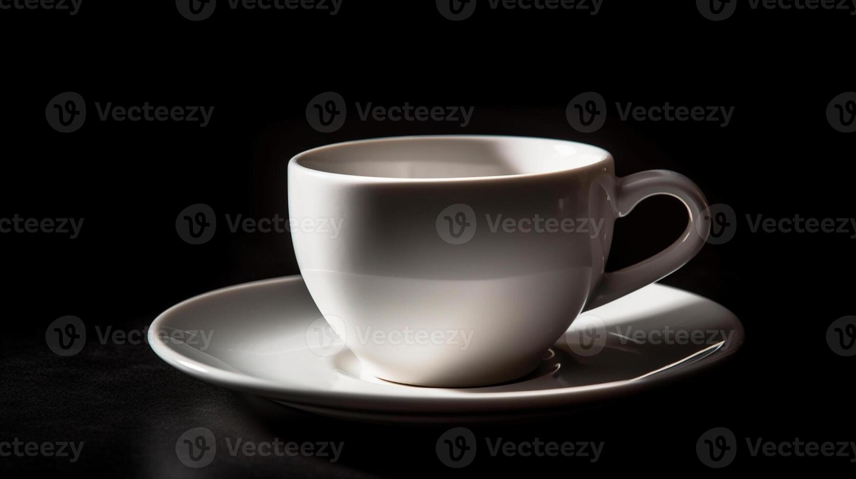 ai generativo tazza di caffè su un' nero sfondo modello foto