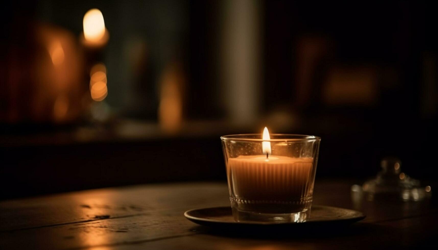 raggiante candela si illumina tranquillo celebrazione nel buio generato di ai foto
