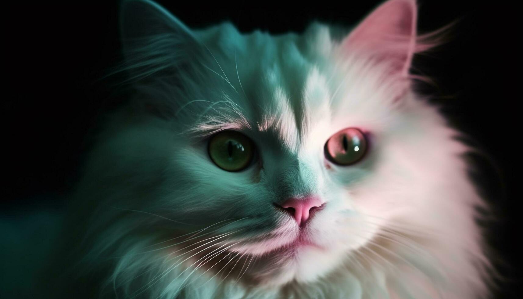 soffice persiano gattino fissando, bellezza nel natura generato di ai foto
