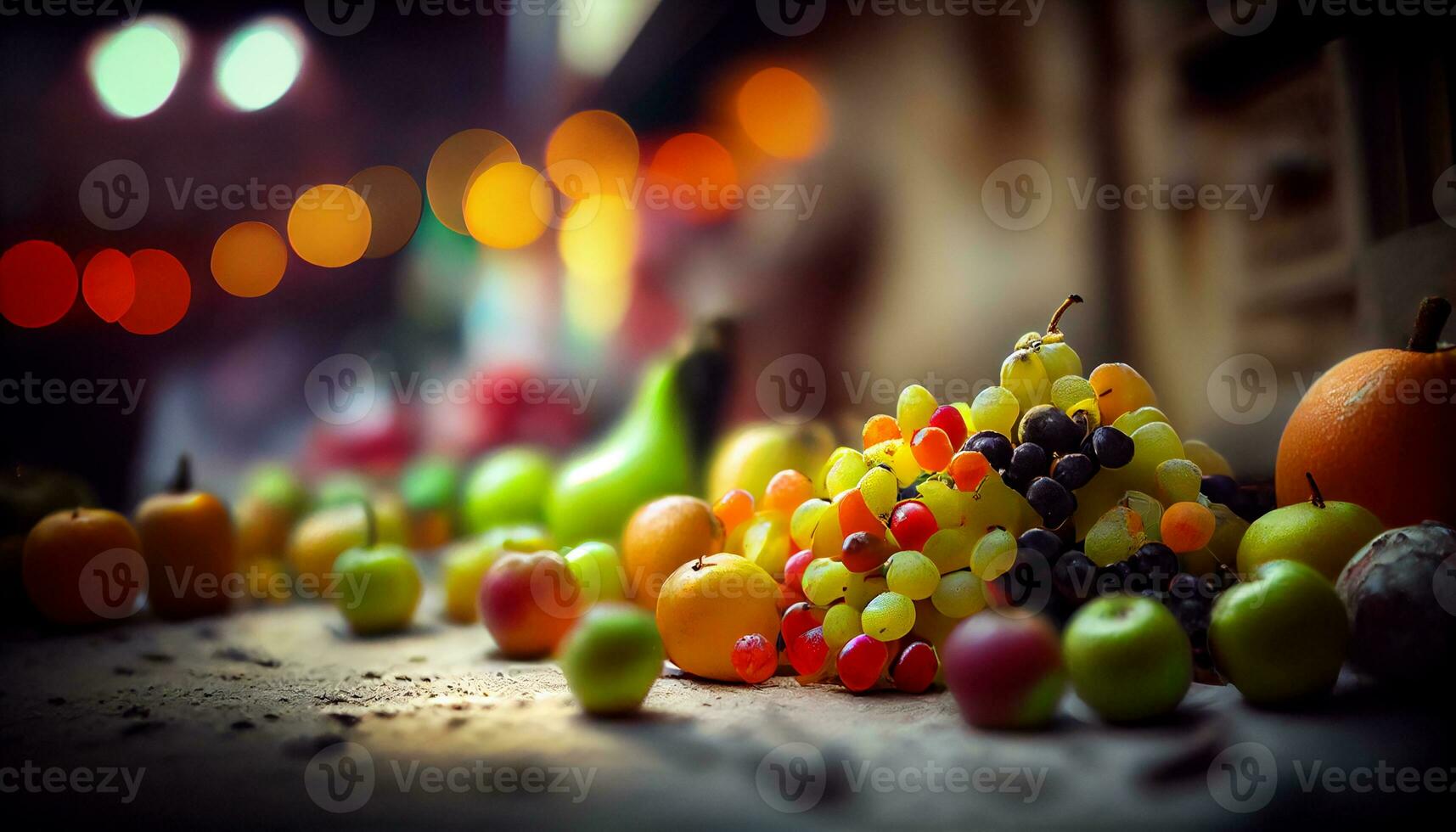 uva e mele salutare cibo nel il pavimento ,generativo ai foto