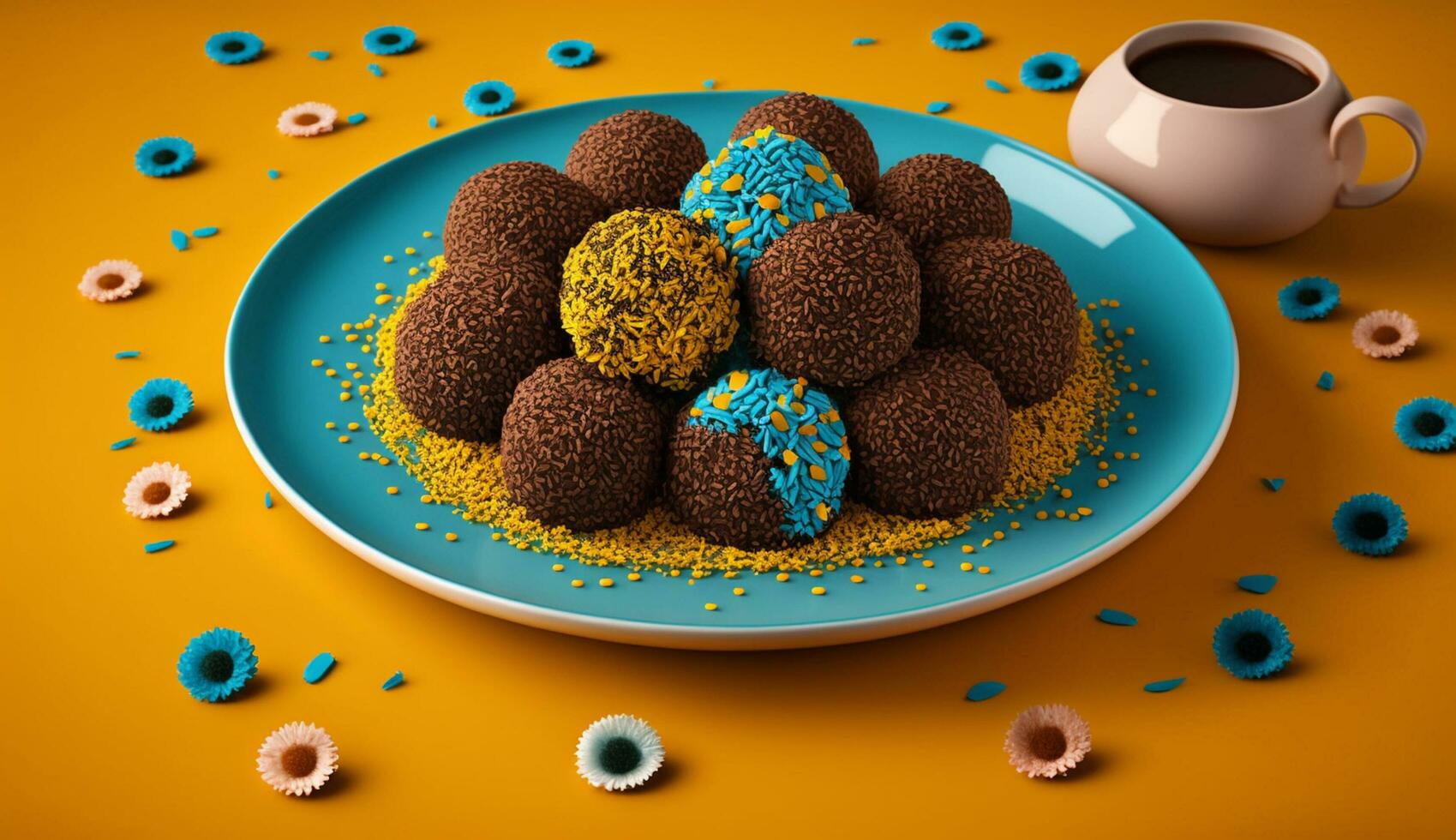 fresco fatti in casa dolce cioccolato caramella palla su piatto ,generativo ai foto