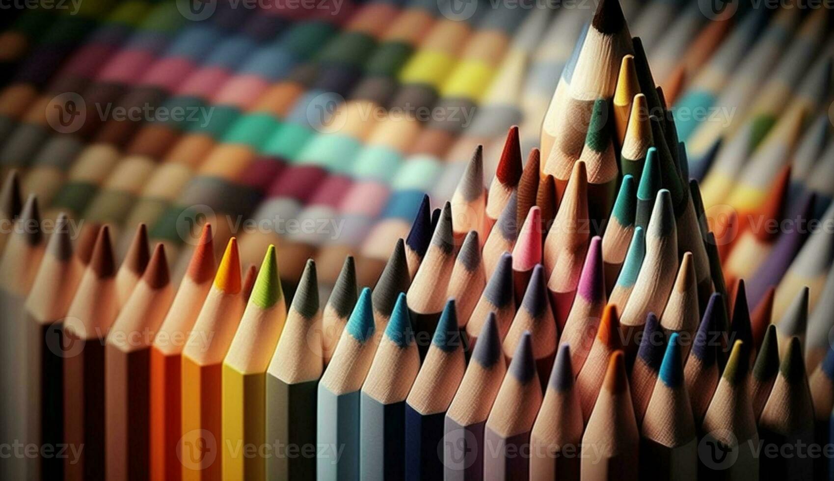 Multi colorato matite su Di legno, formazione scolastica sfondo ,generativo ai foto